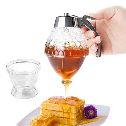 HoneyBee Elegance: Squeeze Bottle & Syrup Dispenser with Stand for Stylish Storage