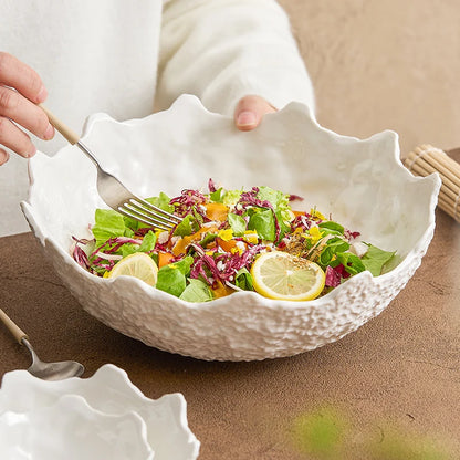 White Ceramic Irregular Fruit & Salad Bowl – Sashimi Plate