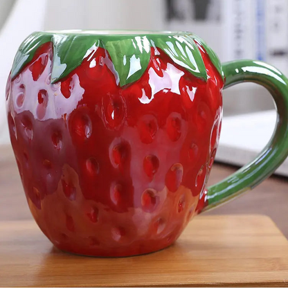 Colorful Fruit Ceramic Mug: Strawberry & Pineapple Fun for Kids and Coffee Lovers!