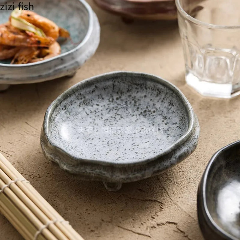 Vintage Ceramic Irregular High-Foot Sushi & Dessert Plate