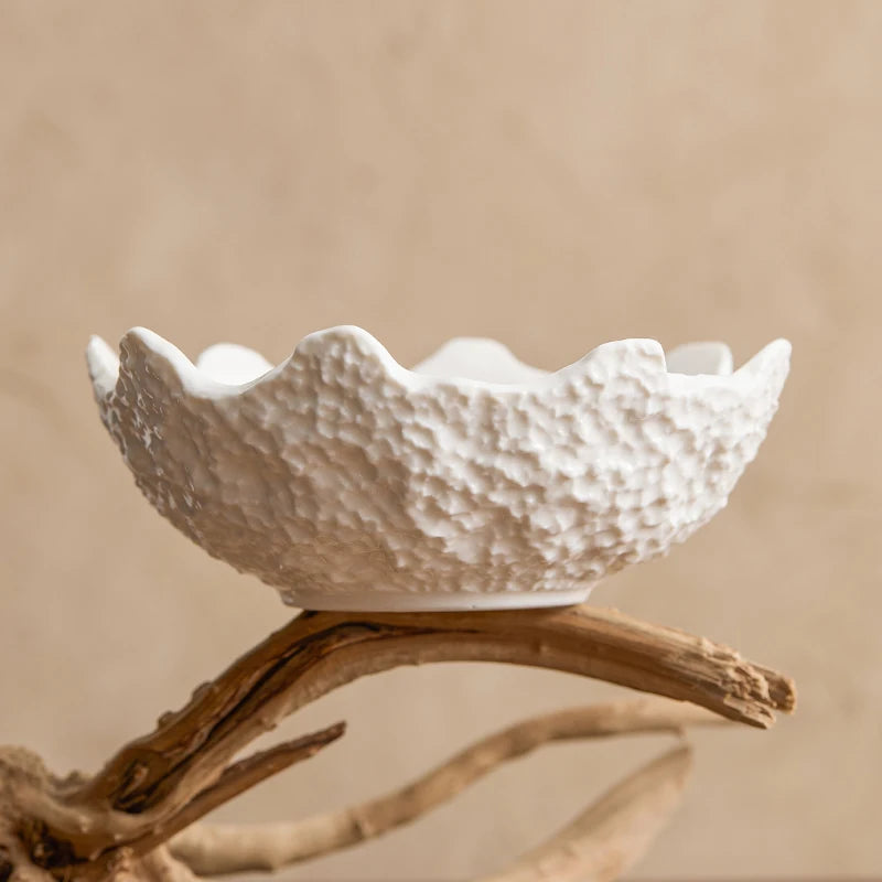 White Ceramic Irregular Fruit & Salad Bowl – Sashimi Plate