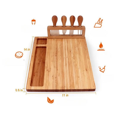 Elegant Bamboo Cheese Board Set with Knife – Perfect for Parties, Dining & Entertaining