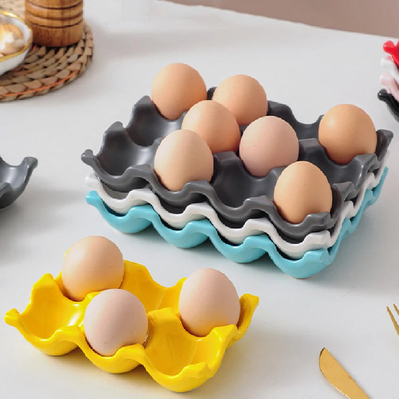 EleganceEgg: Ceramic 6/12 Grid Egg Storage Tray for Kitchen & Refrigerator