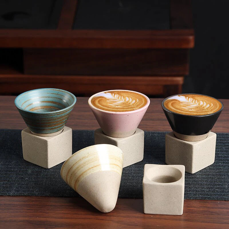 Vintage Charm: Japanese-Inspired Ceramic Funnel Mug