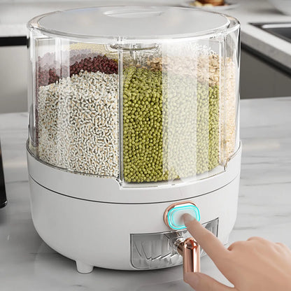 Grain Wonderland 360° Rotating Dispenser – Enchanting Storage for Rice, Beans & More