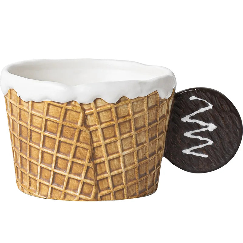 Creative Cookie Ceramic Mug & Dessert Plate Set: Cute & Fun for Tea Time!