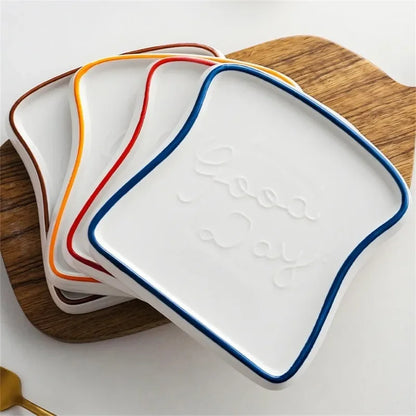 Toast & Taste: Ceramic Bread-Shaped Breakfast Plate