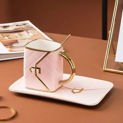 Chic Bag-Shaped Ceramic Mug & Plate Set – The Perfect Gift for Her