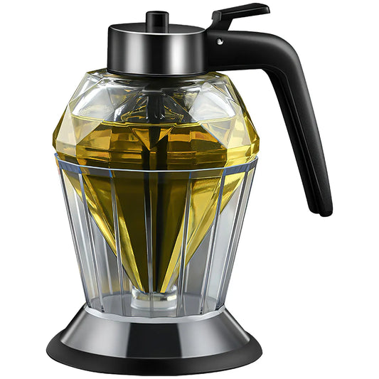 DiamondFlow: Elegant Glass Honey, Oil & Vinegar Dispenser with Stand