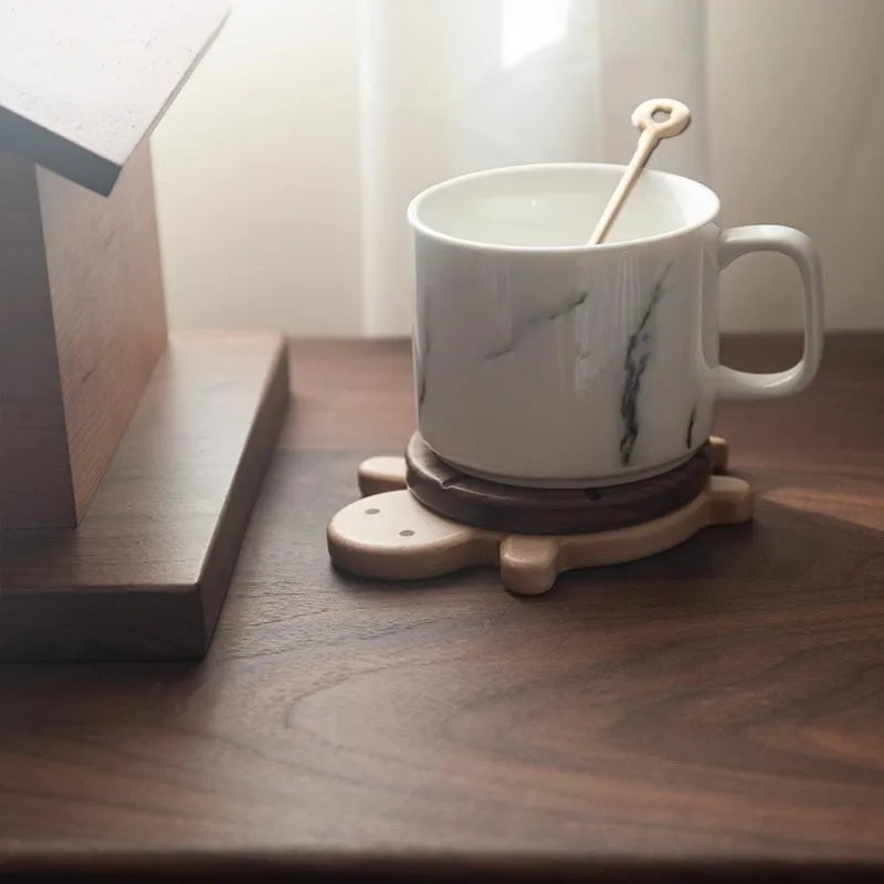 Turtle Chic:Handcrafted Black Walnut Heat-Resistant Coaster & Table Ornament