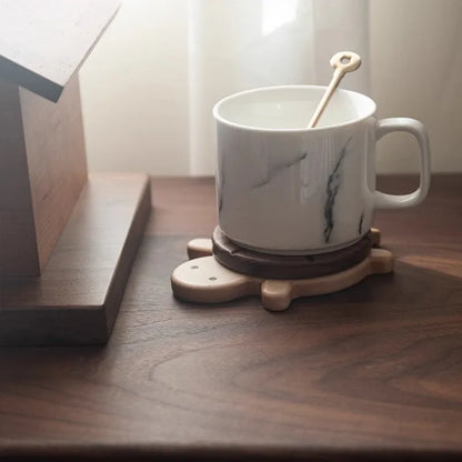 Turtle Chic:Handcrafted Black Walnut Heat-Resistant Coaster & Table Ornament