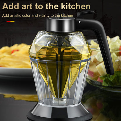 DiamondFlow: Elegant Glass Honey, Oil & Vinegar Dispenser with Stand