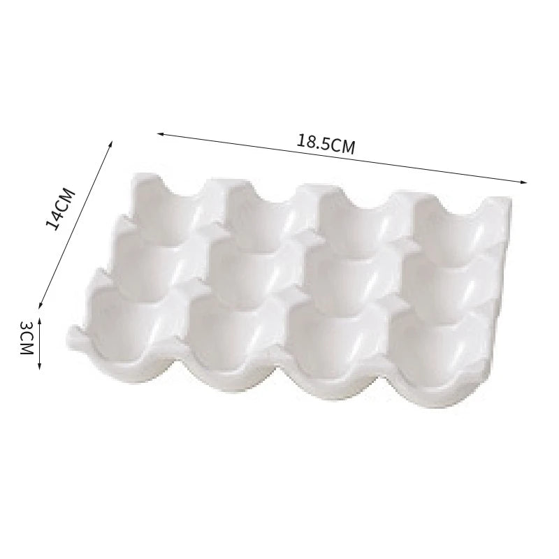 EleganceEgg: Ceramic 6/12 Grid Egg Storage Tray for Kitchen & Refrigerator