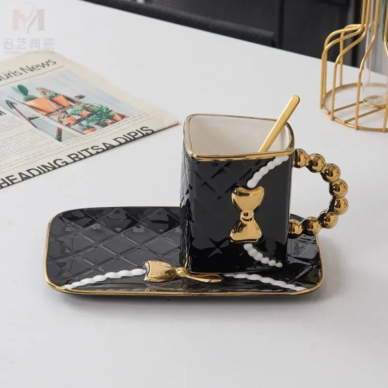 Chic Bag-Shaped Ceramic Mug & Plate Set – The Perfect Gift for Her