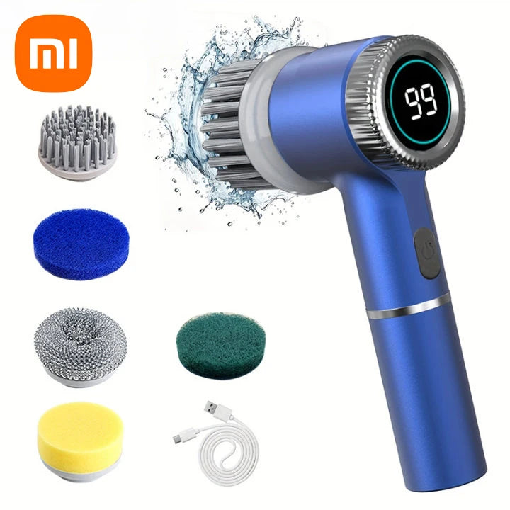 Xiaomi 3-Speed Electric Cleaning Brush with 5 Replaceable Heads – Multifunctional Kitchen Cleaning Tool