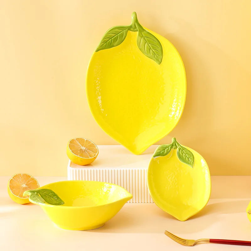 Zesty Lemon Dream: Ceramic Salad & Soup Bowl for Family Feasts & Snack Time