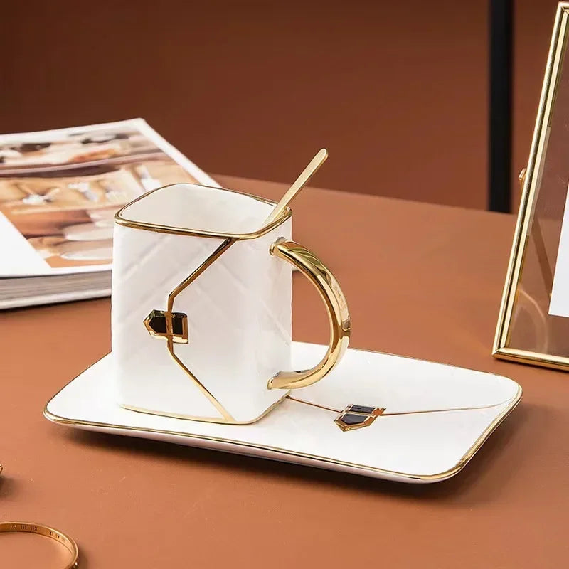 Chic Bag-Shaped Ceramic Mug & Plate Set – The Perfect Gift for Her