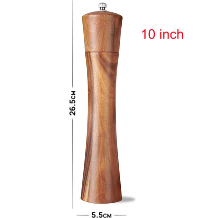 SeasonMaster: Acacia Wood Salt & Pepper Grinder with Adjustable Ceramic Mill