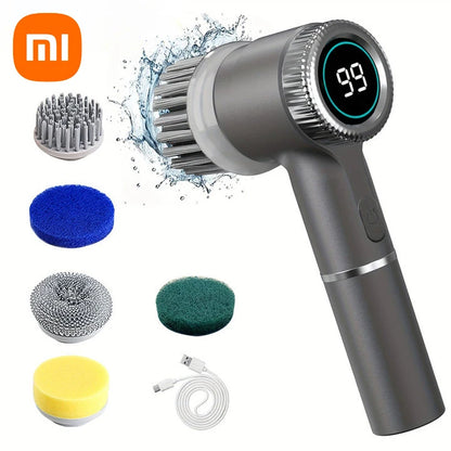 Xiaomi 3-Speed Electric Cleaning Brush with 5 Replaceable Heads – Multifunctional Kitchen Cleaning Tool