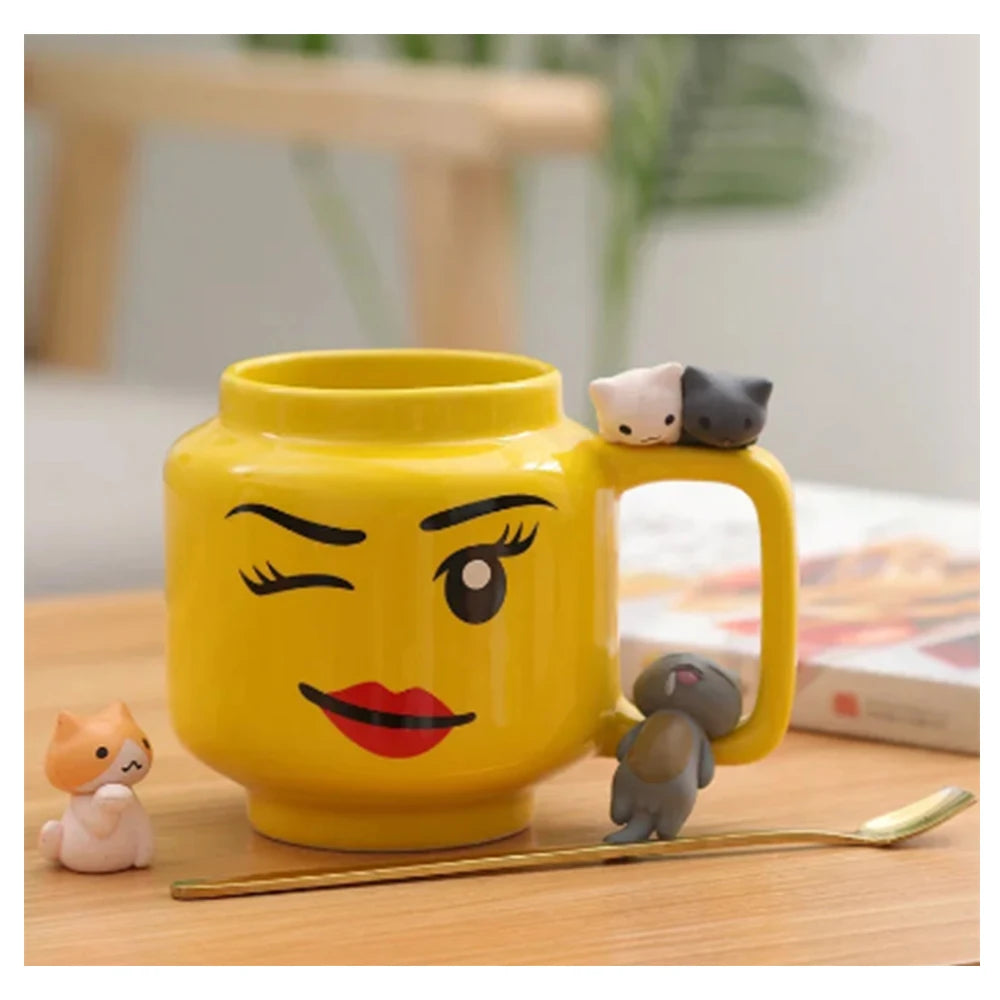 Emoji Vibes: 250ml Fun Cartoon Ceramic Mug for Coffee & Tea!