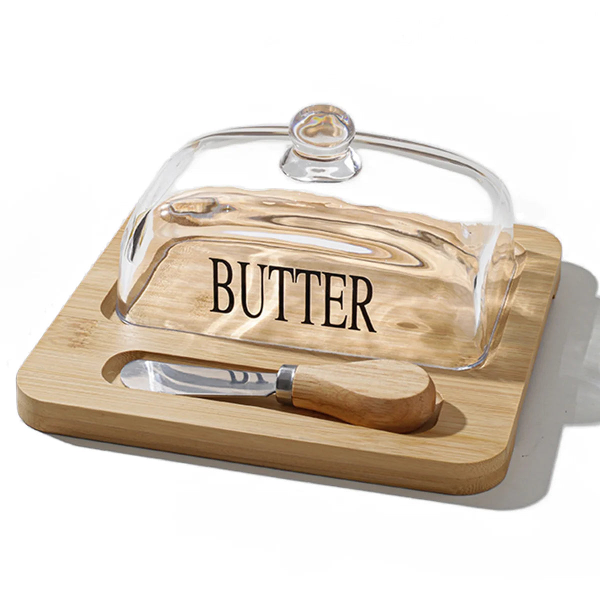 Bamboo Bliss Butter Dish – Glass Lid & Cutter for Perfect Spreads