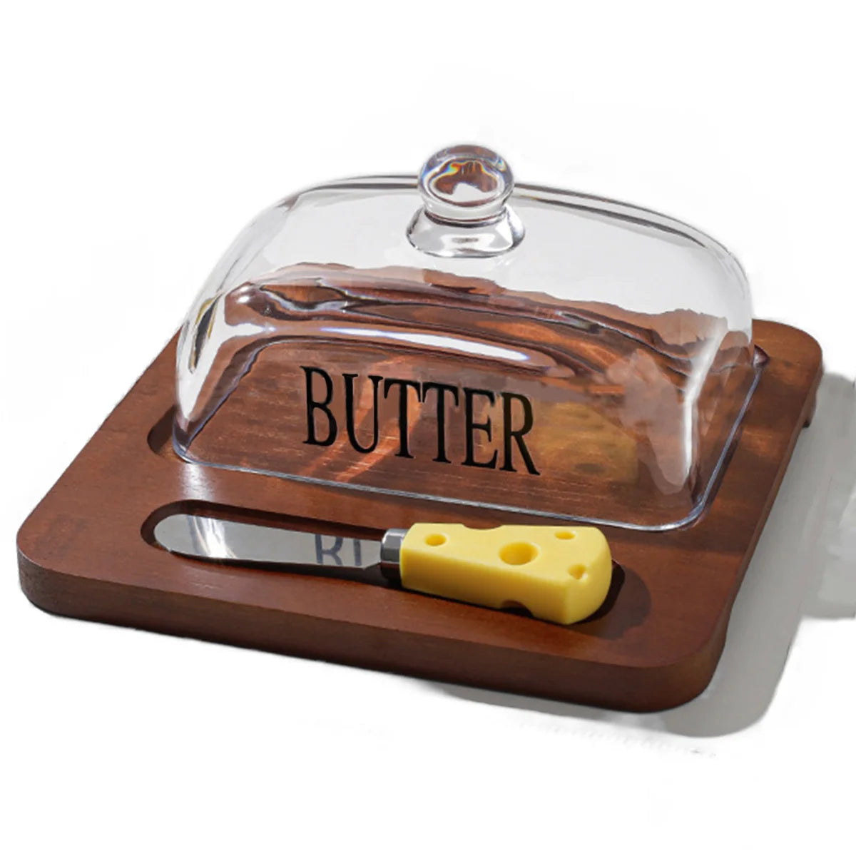 Bamboo Bliss Butter Dish – Glass Lid & Cutter for Perfect Spreads