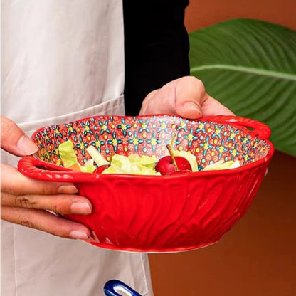 Soup Serenity – Bohemian style Embossed Bowl with Handle