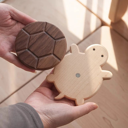 Turtle Chic:Handcrafted Black Walnut Heat-Resistant Coaster & Table Ornament