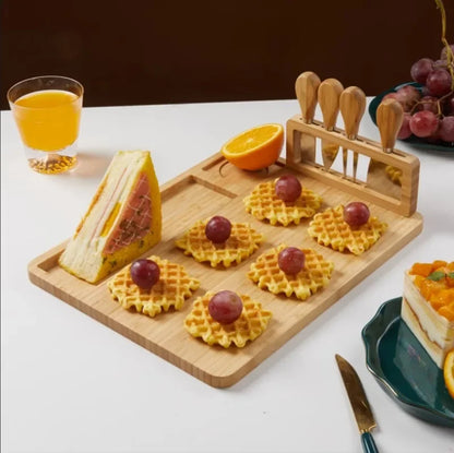 Elegant Bamboo Cheese Board Set with Knife – Perfect for Parties, Dining & Entertaining