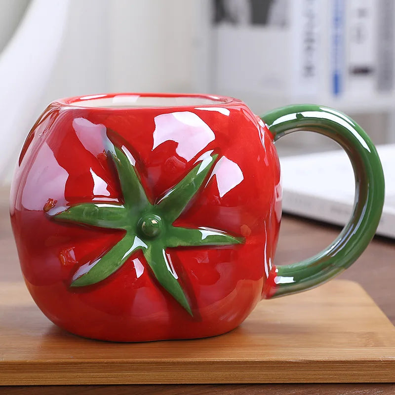 Colorful Fruit Ceramic Mug: Strawberry & Pineapple Fun for Kids and Coffee Lovers!