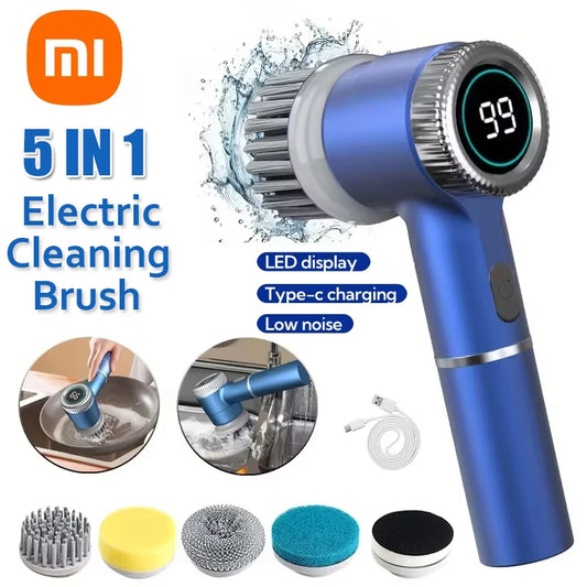 Xiaomi 3-Speed Electric Cleaning Brush with 5 Replaceable Heads – Multifunctional Kitchen Cleaning Tool