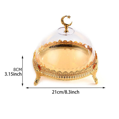 Cake Stand with Acrylic Dome – Elegant Dessert & Snack Tray for Ramadan & Celebrations