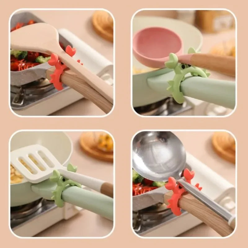 Crab Claw Holders: Silicone Spatula Rack & Pot Clip Set