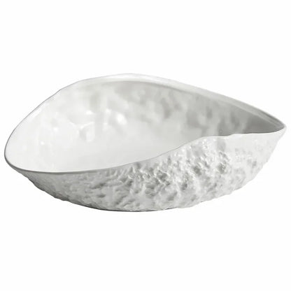 White Ceramic Stone-Pattern Pasta & Dessert Plate