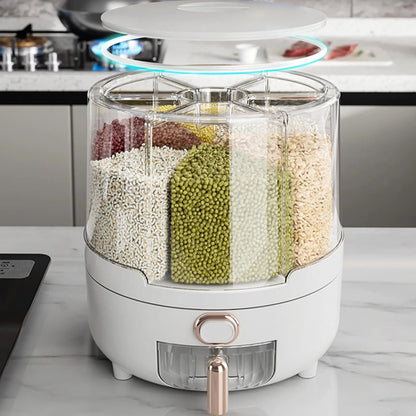 Grain Wonderland 360° Rotating Dispenser – Enchanting Storage for Rice, Beans & More