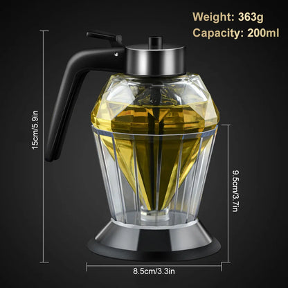 DiamondFlow: Elegant Glass Honey, Oil & Vinegar Dispenser with Stand