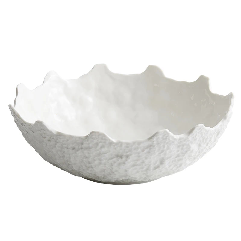 White Ceramic Irregular Fruit & Salad Bowl – Sashimi Plate