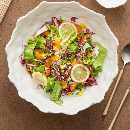 White Ceramic Irregular Fruit & Salad Bowl – Sashimi Plate