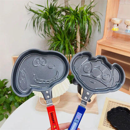 Cartoon Non-Stick Frying Pan: Hello Kitty, Snoopy & Stitch Breakfast Fun!