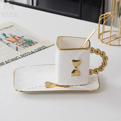 Chic Bag-Shaped Ceramic Mug & Plate Set – The Perfect Gift for Her