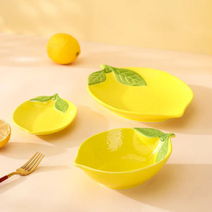 Zesty Lemon Dream: Ceramic Salad & Soup Bowl for Family Feasts & Snack Time