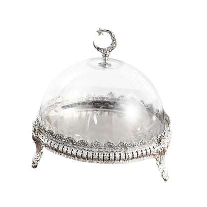 Cake Stand with Acrylic Dome – Elegant Dessert & Snack Tray for Ramadan & Celebrations