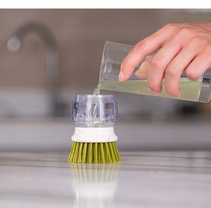 Dish Soap Dispenser Brush with Tray – All-in-One Kitchen Scrubber