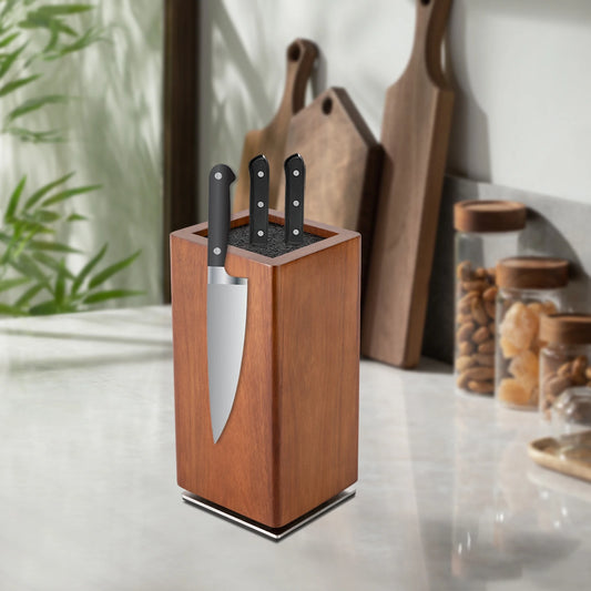 Premium Knife Block Organizer with Bristle Insert – Compact & Stylish Kitchen Storage