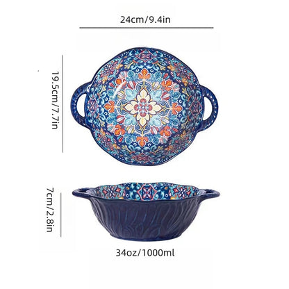 Soup Serenity – Bohemian style Embossed Bowl with Handle