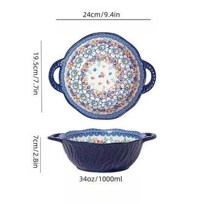 Soup Serenity – Bohemian style Embossed Bowl with Handle