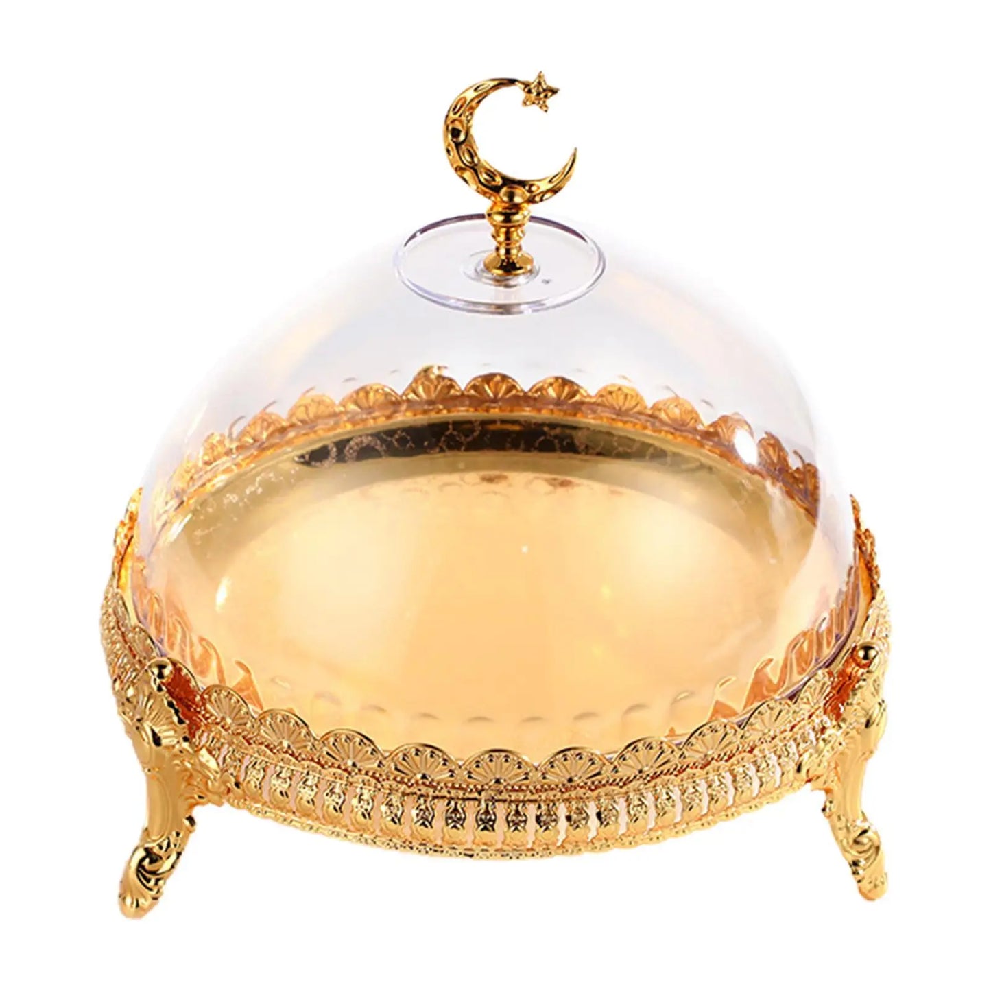 Cake Stand with Acrylic Dome – Elegant Dessert & Snack Tray for Ramadan & Celebrations