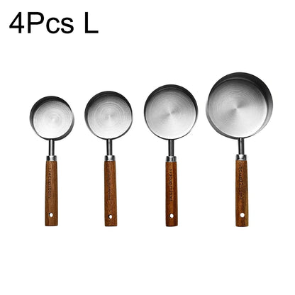 Wooden Handle Measuring Cups & Spoons – Elegant Stainless Steel Kitchen Essentials