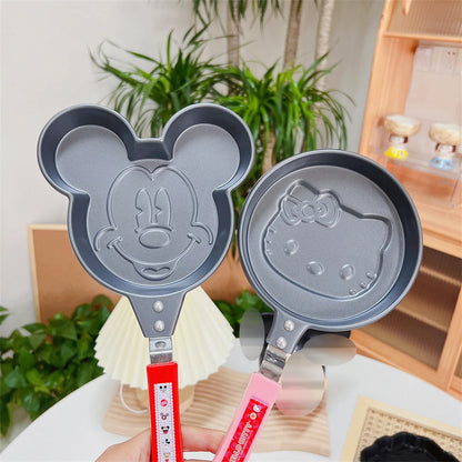 Cartoon Non-Stick Frying Pan: Hello Kitty, Snoopy & Stitch Breakfast Fun!