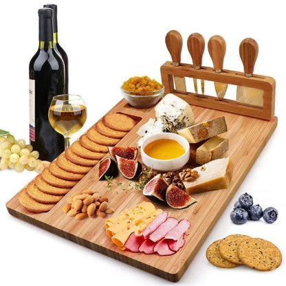 Elegant Bamboo Cheese Board Set with Knife – Perfect for Parties, Dining & Entertaining